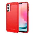 For Samsung Galaxy A24 4G Brushed Texture Carbon Fiber TPU Phone Case(Red) - 1