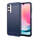 For Samsung Galaxy A24 4G Brushed Texture Carbon Fiber TPU Phone Case(Blue) - 1