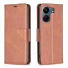 For Xiaomi Redmi 13C Lambskin Texture Pure Color Flip Leather Phone Case(Brown) - 1