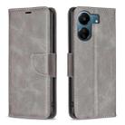 For Xiaomi Redmi 13C Lambskin Texture Pure Color Flip Leather Phone Case(Grey) - 1