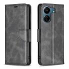 For Xiaomi Redmi 13C Lambskin Texture Pure Color Flip Leather Phone Case(Black) - 1