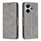 For Xiaomi Poco M6 4G / Redmi 13 4G Lambskin Texture Pure Color Flip Leather Phone Case(Grey) - 1