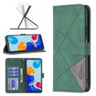 For Xiaomi Redmi Note 12S 4G / Note 11 Magnetic Buckle Rhombus Texture Leather Phone Case(Green) - 1