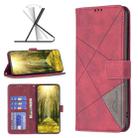 For Xiaomi Redmi 12 4G Magnetic Buckle Rhombus Texture Leather Phone Case(Red) - 1