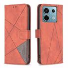 For Xiaomi Redmi Note 13 Pro 5G Magnetic Buckle Rhombus Texture Leather Phone Case(Brown) - 1