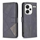 For Xiaomi Redmi Note 13 Pro+ 5G Magnetic Buckle Rhombus Texture Leather Phone Case(Black) - 1