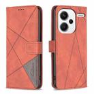 For Xiaomi Redmi Note 13 Pro+ 5G Magnetic Buckle Rhombus Texture Leather Phone Case(Brown) - 1