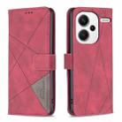 For Xiaomi Redmi Note 13 Pro+ 5G Magnetic Buckle Rhombus Texture Leather Phone Case(Red) - 1