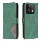 For Xiaomi Redmi Note 13 Magnetic Buckle Rhombus Texture Leather Phone Case(Green) - 1