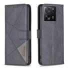 For Xiaomi 13T / 13T Pro / Redmi K60 Ultra Magnetic Buckle Rhombus Texture Leather Phone Case(Black) - 1