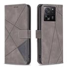 For Xiaomi 13T / 13T Pro / Redmi K60 Ultra Magnetic Buckle Rhombus Texture Leather Phone Case(Grey) - 1