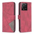 For Xiaomi 13T / 13T Pro / Redmi K60 Ultra Magnetic Buckle Rhombus Texture Leather Phone Case(Red) - 1