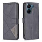 For Xiaomi Redmi 13C Magnetic Buckle Rhombus Texture Leather Phone Case(Black) - 1