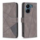 For Xiaomi Redmi 13C Magnetic Buckle Rhombus Texture Leather Phone Case(Grey) - 1