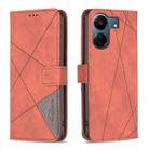 For Xiaomi Redmi 13C Magnetic Buckle Rhombus Texture Leather Phone Case(Brown) - 1