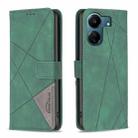For Xiaomi Redmi 13C Magnetic Buckle Rhombus Texture Leather Phone Case(Green) - 1