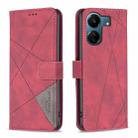 For Xiaomi Redmi 13C Magnetic Buckle Rhombus Texture Leather Phone Case(Red) - 1