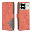 For Xiaomi Redmi K70 / K70 Pro Magnetic Buckle Rhombus Texture Leather Phone Case(Brown) - 1