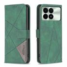 For Xiaomi Redmi K70E Magnetic Buckle Rhombus Texture Leather Phone Case(Green) - 1