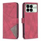 For Xiaomi Redmi K70E Magnetic Buckle Rhombus Texture Leather Phone Case(Red) - 1