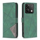 For Xiaomi Redmi Note 13 4G Global Magnetic Buckle Rhombus Texture Leather Phone Case(Green) - 1