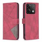 For Xiaomi Redmi Note 13 4G Global Magnetic Buckle Rhombus Texture Leather Phone Case(Red) - 1