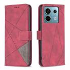 For Xiaomi Redmi Note 13 Pro 4G Global Magnetic Buckle Rhombus Texture Leather Phone Case(Red) - 1