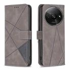 For Xiaomi Redmi A3 Magnetic Buckle Rhombus Texture Leather Phone Case(Grey) - 1