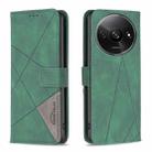 For Xiaomi Redmi A3 Magnetic Buckle Rhombus Texture Leather Phone Case(Green) - 1