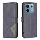 For Xiaomi Poco M6 Pro 4G Magnetic Buckle Rhombus Texture Leather Phone Case(Black) - 1