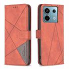 For Xiaomi Poco M6 Pro 4G Magnetic Buckle Rhombus Texture Leather Phone Case(Brown) - 1