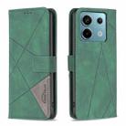 For Xiaomi Poco M6 Pro 4G Magnetic Buckle Rhombus Texture Leather Phone Case(Green) - 1