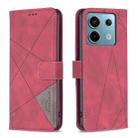 For Xiaomi Poco M6 Pro 4G Magnetic Buckle Rhombus Texture Leather Phone Case(Red) - 1
