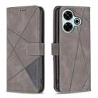 For Xiaomi Poco M6 4G / Redmi 13 4G Magnetic Buckle Rhombus Texture Leather Phone Case(Grey) - 1