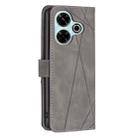 For Xiaomi Poco M6 4G / Redmi 13 4G Magnetic Buckle Rhombus Texture Leather Phone Case(Grey) - 3