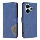 For Xiaomi Poco M6 4G / Redmi 13 4G Magnetic Buckle Rhombus Texture Leather Phone Case(Blue) - 1