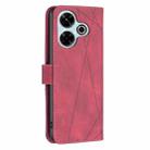 For Xiaomi Poco M6 4G / Redmi 13 4G Magnetic Buckle Rhombus Texture Leather Phone Case(Red) - 3