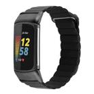 For Fitbit Charge 5 Magnetic Loop Leather Watch Band(Black) - 1