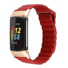 For Fitbit Charge 5 Magnetic Loop Leather Watch Band(Red) - 1