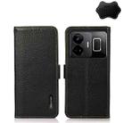 For Realme GT Neo 5 KHAZNEH Side-Magnetic Litchi Genuine Leather RFID Phone Case(Black) - 1