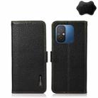 For Xiaomi Redmi 12C/Redmi 11A 4G KHAZNEH Side-Magnetic Litchi Genuine Leather RFID Phone Case(Black) - 1