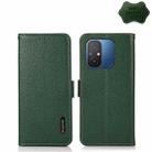 For Xiaomi Redmi 12C/Redmi 11A 4G KHAZNEH Side-Magnetic Litchi Genuine Leather RFID Phone Case(Green) - 1