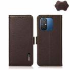 For Xiaomi Redmi 12C/Redmi 11A 4G KHAZNEH Side-Magnetic Litchi Genuine Leather RFID Phone Case(Brown) - 1