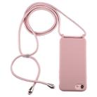 For iPhone 8 / 7 Candy Color TPU Protective Case with Lanyard(Dark Pink) - 1