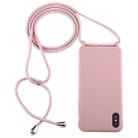 For iPhone X / XS Candy Color TPU Protective Case with Lanyard(Dark Pink) - 1