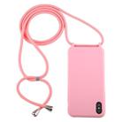 For iPhone X / XS Candy Color TPU Protective Case with Lanyard(Pink) - 1