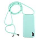 For iPhone X / XS Candy Color TPU Protective Case with Lanyard(Mint Green) - 1