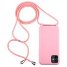 For iPhone 11 Candy Color TPU Protective Case with Lanyard(Pink) - 1