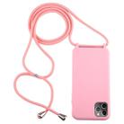 For iPhone 11 Pro Candy Color TPU Protective Case with Lanyard(Pink) - 1
