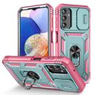 For Samsung Galaxy A14 5G Sliding Camshield TPU + PC Phone Case(Green+Pink) - 1